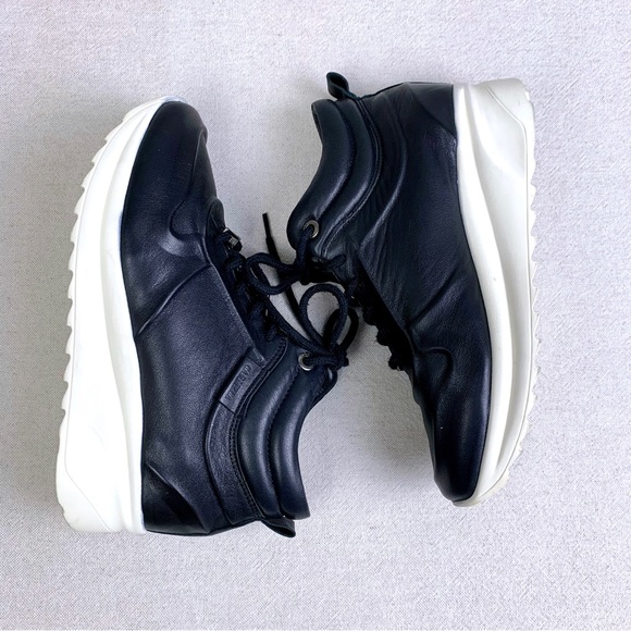 HAYDEN Black Leather Platform Wedge Sneakers CARMELA - Picture 7 of 14